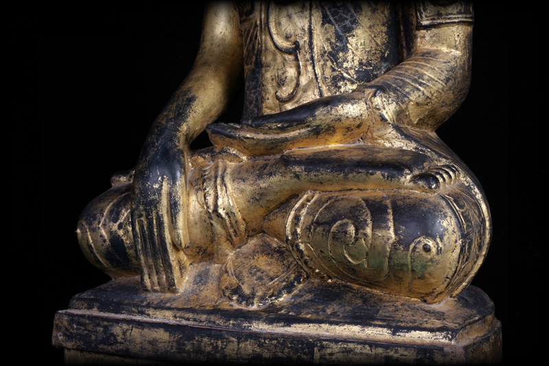 Extremely Rare 18C Wood Burmese Shan Buddha #A046